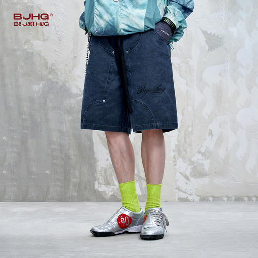 BJHG不计后果重磅仿麂皮绒休闲短裤男夏季潮牌美式水洗运动五分裤 商品图2