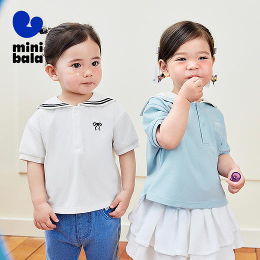 迷你巴拉女宝T恤夏凉感抑菌女童学院风速干短袖 商品图1