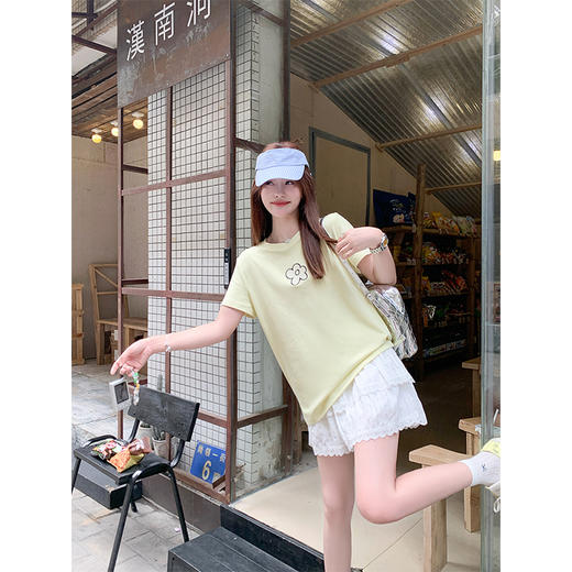 <曾小咸推荐>3.29现货秒杀 ！微信超特价！简约绣花短袖T恤 日常109.99 立减50 秒杀59.99！！ 商品图3