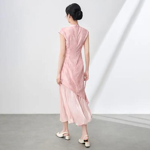 【高货wl】全新升级【铂金会员321/天猫429/差价108】(95204) 洛诗琳新中式温婉优雅假两件暗纹提花拼压褶琉光纱连衣裙 商品图1
