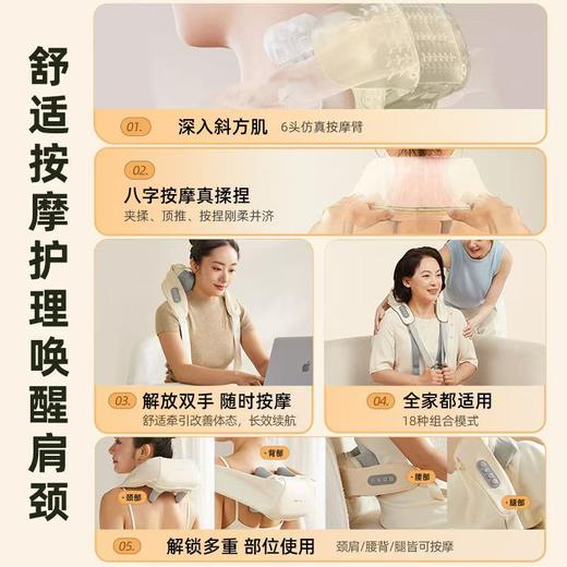 小熊肩颈按摩仪颈部按摩器家用肩部背部腰部揉捏颈椎多功能披肩 商品图1