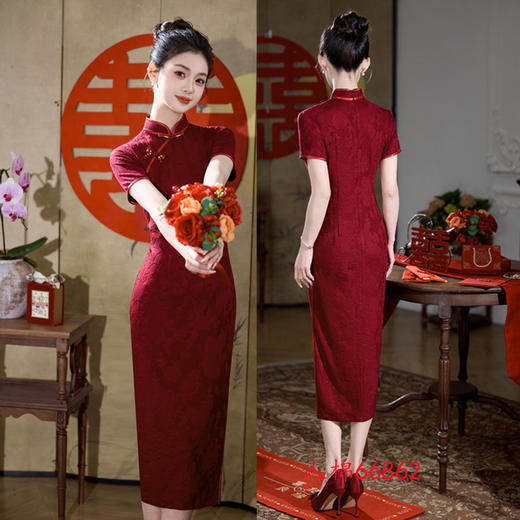 GX喜妈妈婚宴旗袍2025夏季新款复古风长款喜婆婆高级感中式宴会旗袍 商品图1