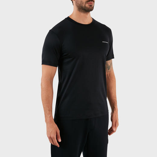 EMPORIO ARMANI 阿玛尼 男士字母徽标莱赛尔混纺圆领短袖T恤 深蓝色 8N1TD8 1JUVZ 0920 商品图1