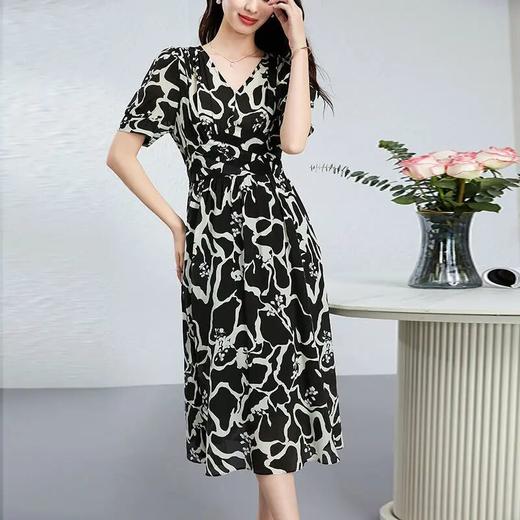 【高货kbnq】全新升级【铂金会员441/天猫599/差价158】(03119) 洛诗琳桑蚕丝连衣裙轻奢高级感纯欲风高品质印花a字长裙 商品图1