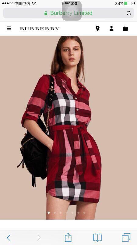 BBR经典款女款衬衫裙。 红格。 蓝格。 驼色。 自己备注号码颜色。 商品图0