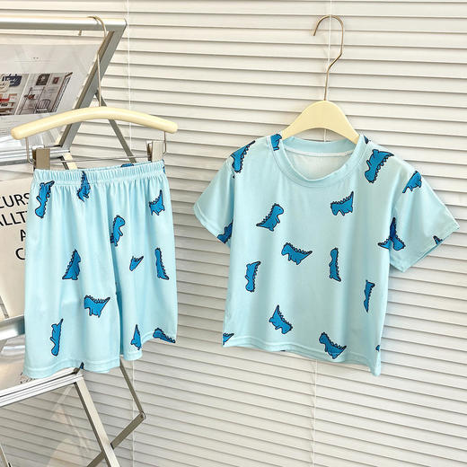 39.9任选2套【儿童夏季冰丝套装】儿童短袖短裤睡衣套装夏季冰丝卡通家居服宝弹力冰感空调服#异业福利 商品图3