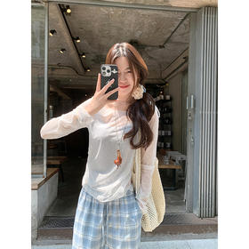 <曾小咸推荐>  韩系蓝色吊带背心白色长袖防晒衫2件套