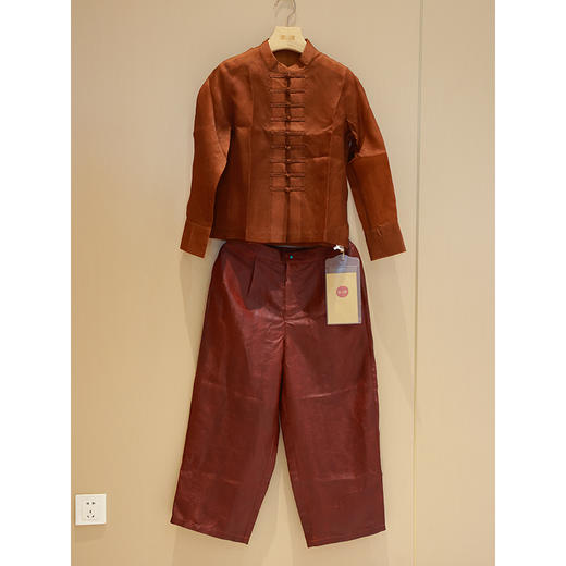 中式小衫（23710347-緅絺）+直筒裤（23709349R-椒褐） 商品图0