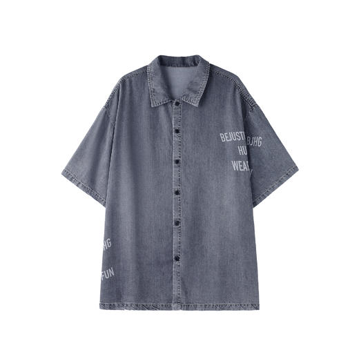 BJHG不计后果莱赛尔天丝短袖衬衫男夏季轻薄垂坠复古潮流水洗衬衣 商品图3