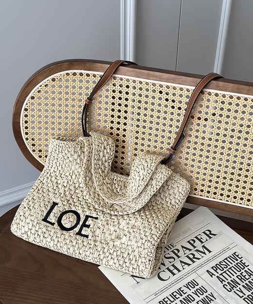 现货 THS-限时 loe家 草编托特包 可腋下可斜挎拉菲草夏日风情包 6色 CQ1394 商品图9