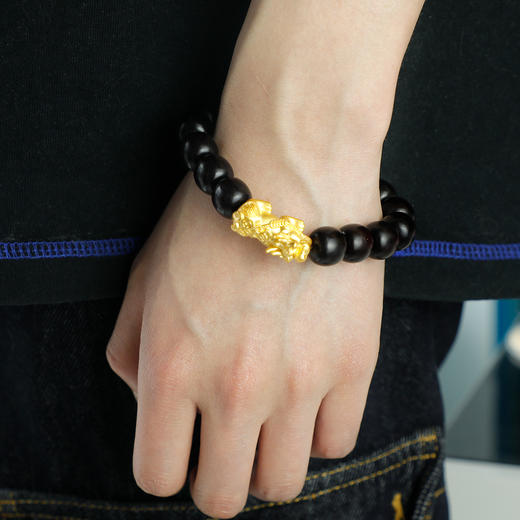 足金貔貅手串！印度老料小叶紫檀！金重2.7克左右！ 商品图3