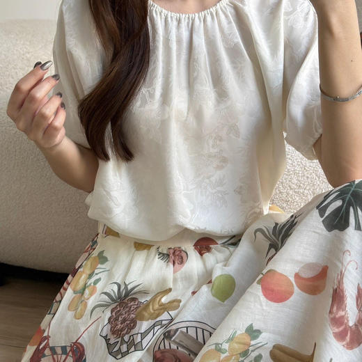 洛诗琳14819夏季新款多巴胺立体拼接裁剪设计感苎麻A字半身裙0268 商品图1