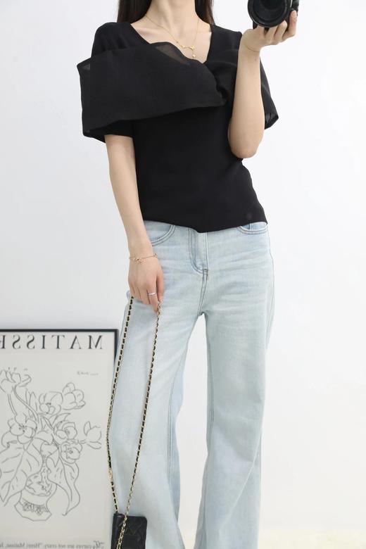 LPIUTY品牌直发！网纱蝴蝶结针织上衣 B015021 商品图1