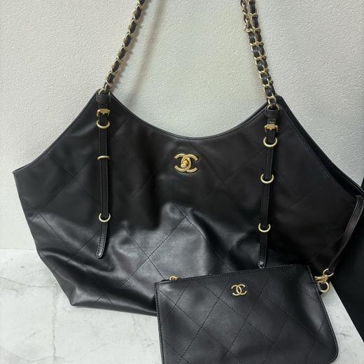 CHANEL香奈儿 25S 菱格纹设计皮穿链肩带 小牛皮 单肩包 女款 黑色（HH） 商品图0