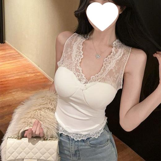 【GZ】无忧购35元2件蕾丝吊带背心V领无袖外穿纯欲打底2697（截单后7天发货) 商品图1
