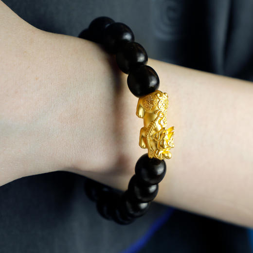 足金貔貅手串！印度老料小叶紫檀！金重2.7克左右！ 商品图2