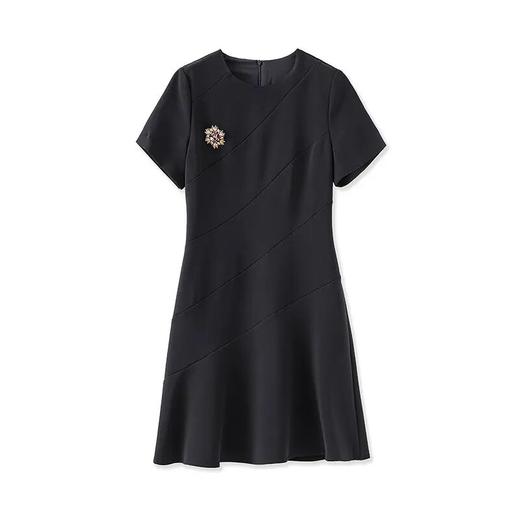 【高货wl】全新升级【铂金会员330/天猫439/差价109】(01914) 洛诗琳雅致通勤极简时尚感端庄大气圆领短袖女夏连衣裙 商品图4