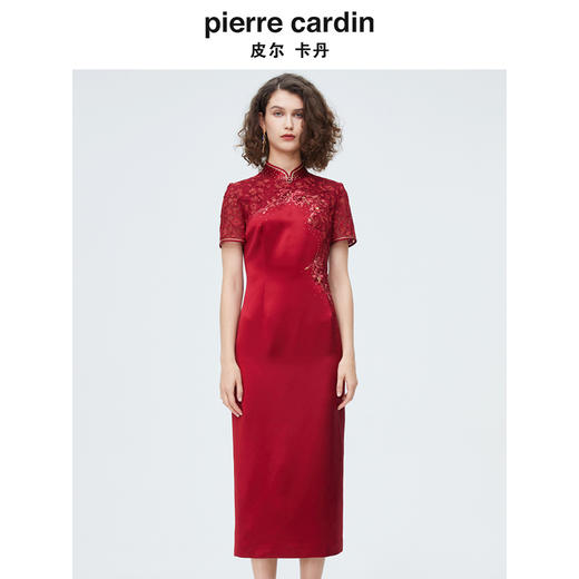 皮尔卡丹女装新中式改良蕾丝拼接旗袍P4206D4065R1 商品图0