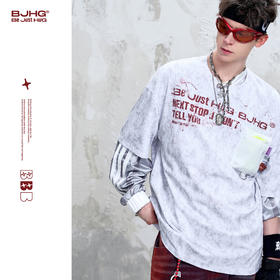 BJHG不计后果 美式短袖t恤男款2025新款夏季潮斑驳感做旧情侣半袖