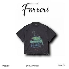 B家 做旧字母T恤