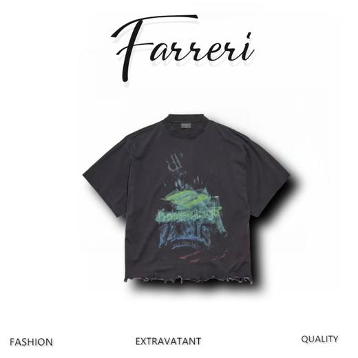 B家 做旧字母T恤 商品图0