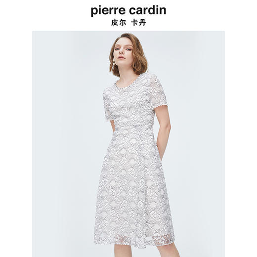 [皮尔卡丹女装]连衣裙紫色短袖醋酸假两件拼接宽松裙子 商品图4