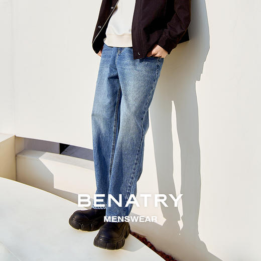 贝纳川春夏季直筒蓝色牛仔裤ECT130001776 商品图0