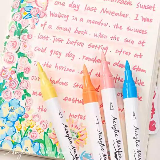 【色彩清晰，持久耐用】双头马克笔 丙烯可叠色 儿童专用彩绘笔 小学生diy专用美术画笔-QQ 商品图1