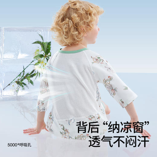 贝肽斯婴儿睡袍新款后背网眼睡袋透气儿童夏季纯棉睡衣宝宝睡裙 商品图2