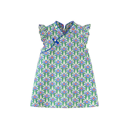 【纯棉】迷你巴拉新中式连衣女童宝宝不易变形飞袖旗袍裙亲肤 商品图4