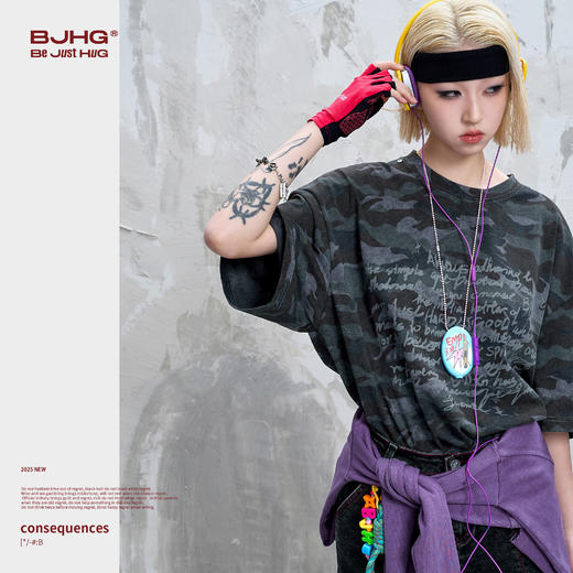 BJHG不计后果 美式迷彩短袖t恤夏季潮牌高级小众不撞款半袖上衣 商品图5