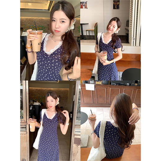 【169元任选2件】现货秒杀！卖完下架不再补 ！V领蕾丝碎花连衣裙 商品图2