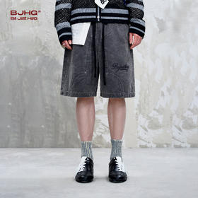 BJHG不计后果重磅仿麂皮绒休闲短裤男夏季潮牌美式水洗运动五分裤