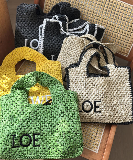 现货 THS-限时 loe家 草编托特包 可腋下可斜挎拉菲草夏日风情包 6色 CQ1394 商品图1