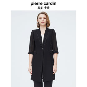 皮尔卡丹女装简约通勤单排扣中长款毛呢大衣