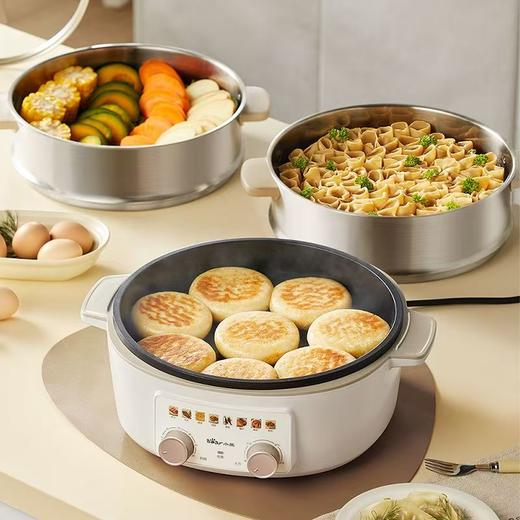 小熊电饼铛多功能家用加热煎饼锅电蒸锅煮锅加大加深不粘电饼档 商品图2