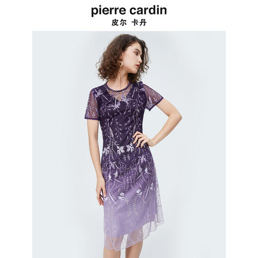 [皮尔卡丹女装]迪安诺女装毛针织衫黑白条纹花色短袖针织外穿内搭 商品图4