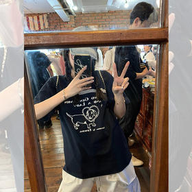 <曾小咸推荐> V领蕾丝印花短袖 