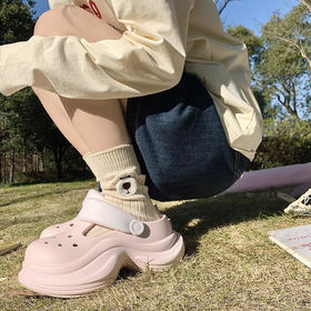 蚂蚁之恋品牌春夏新品时尚简约小蛮腰洞洞鞋 两穿厚底增高EVA沙滩鞋