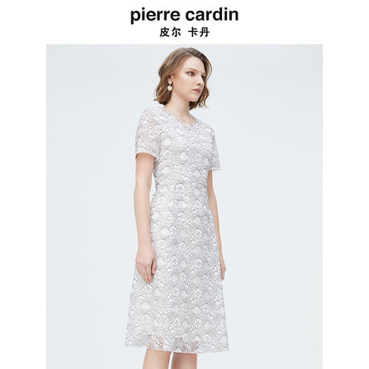 [皮尔卡丹女装]连衣裙紫色短袖醋酸假两件拼接宽松裙子 商品图1