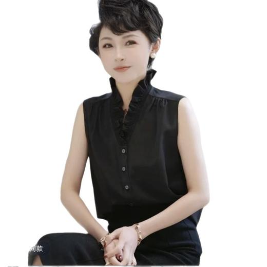 法式风情气质轻职风荷叶V领百搭无袖T恤春季立领叠穿百搭无袖衬衫 商品图4