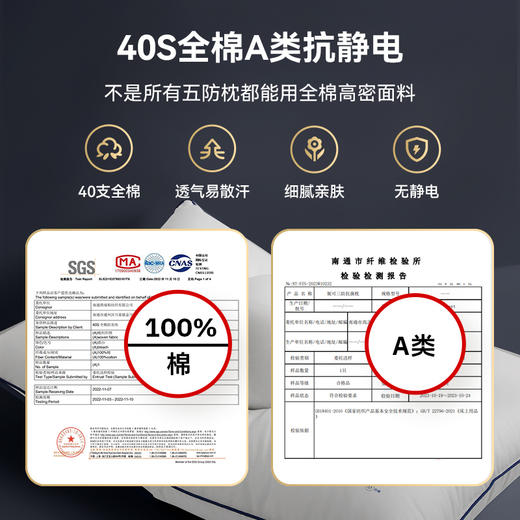 【专为大油头设计】SleepHero三防大白枕 全棉A类抑jun防螨五防枕 无缝贴合颈椎 舒缓肩颈肌肉群 耐脏透气易散汗 细腻亲肤 无静电 敏感肌适用 商品图3