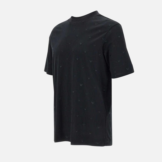 EMPORIO ARMANI 阿玛尼 男士微型老鹰徽标刺绣莱赛尔混纺圆领短袖T恤 黑色 EM001400 AF10017 FC185 商品图1