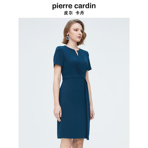 皮尔卡丹女装知性优雅简约修身短袖上衣 商品图1