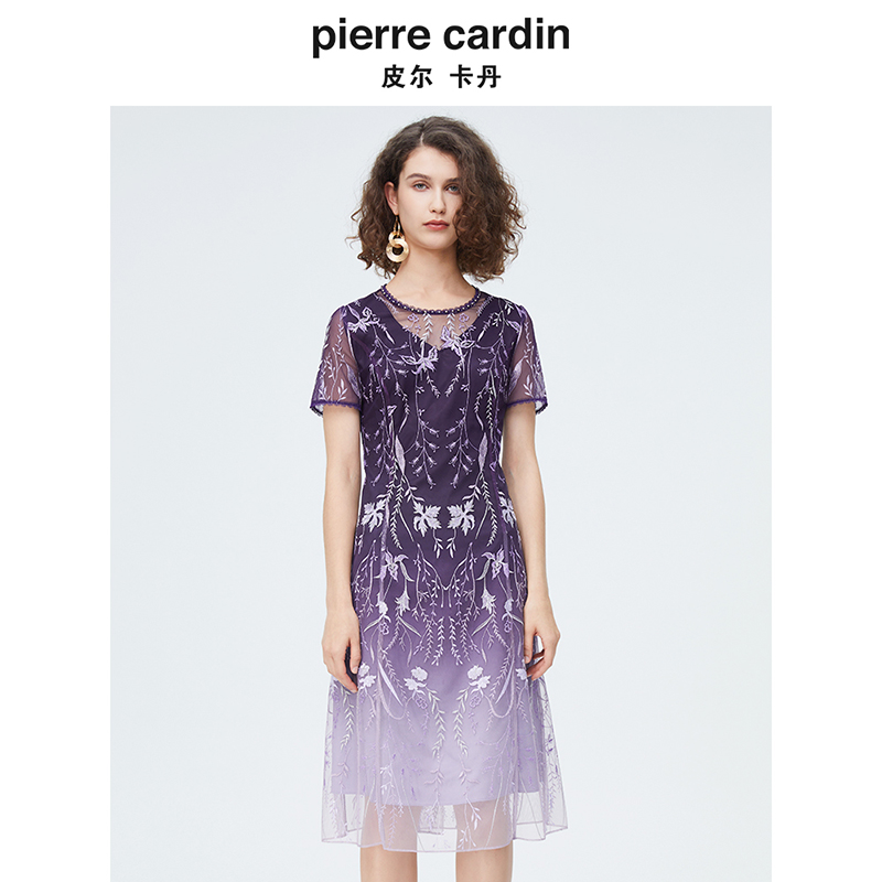 [皮尔卡丹女装]迪安诺女装毛针织衫黑白条纹花色短袖针织外穿内搭