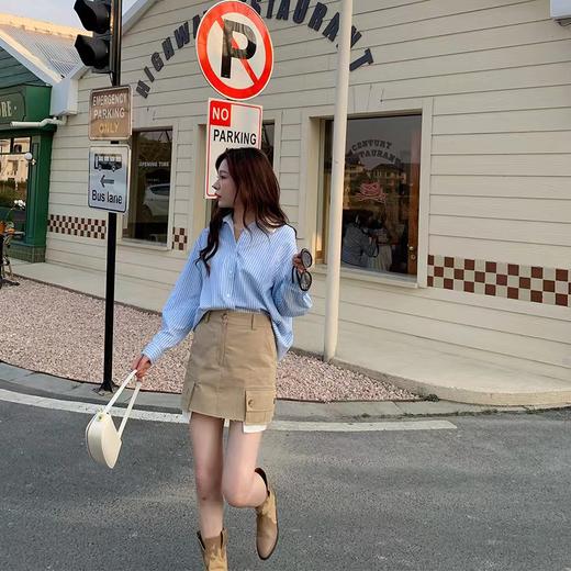 金蘑菇菇 Jennifer‘s fall / 柔焦少女 春日精致感条纹衬衫套装 商品图2