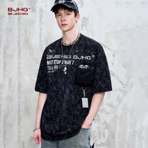 BJHG不计后果 美式短袖t恤男款2025新款夏季潮斑驳感做旧情侣半袖 商品图3