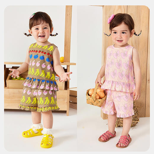 【艺术家联名】迷你巴拉短袖套装女童宝宝纯棉亲肤甜美短裤 商品图2