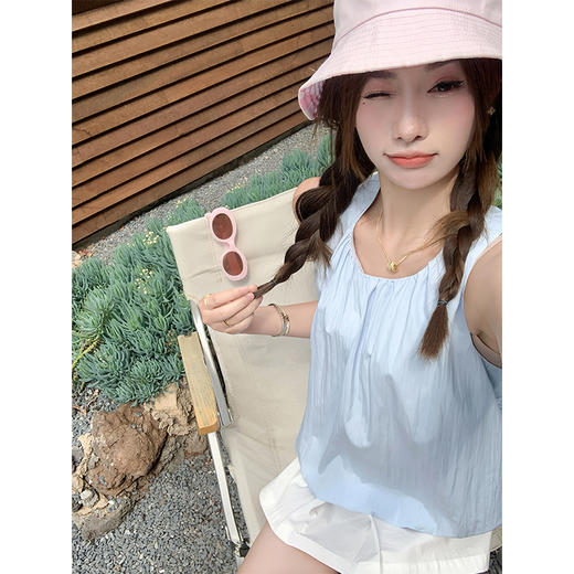 <曾小咸推荐>3.30现货秒杀 ！微信超特价！韩系无袖背心衬衫 日常119.99 立减50 秒杀69.99！！ 商品图2