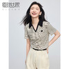 【专属特价】熙世界撞色条纹polo领t恤短袖女士2025夏季新款宽松休闲正肩上衣 商品缩略图0